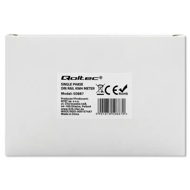 Contatore di energia monofase QOLTEC 50887 1 fase 230V LCD slim