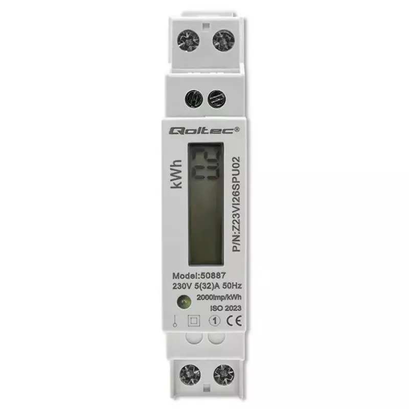 Contatore di energia monofase QOLTEC 50887 1 fase 230V LCD slim