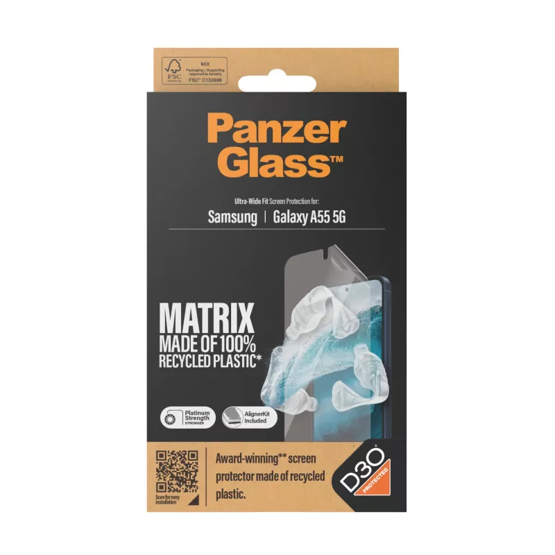 PanzerGlass ® ECO MATRIX protezione display Samsung Galaxy A55 5G | Ultra-Wide Fit con AlignerKit