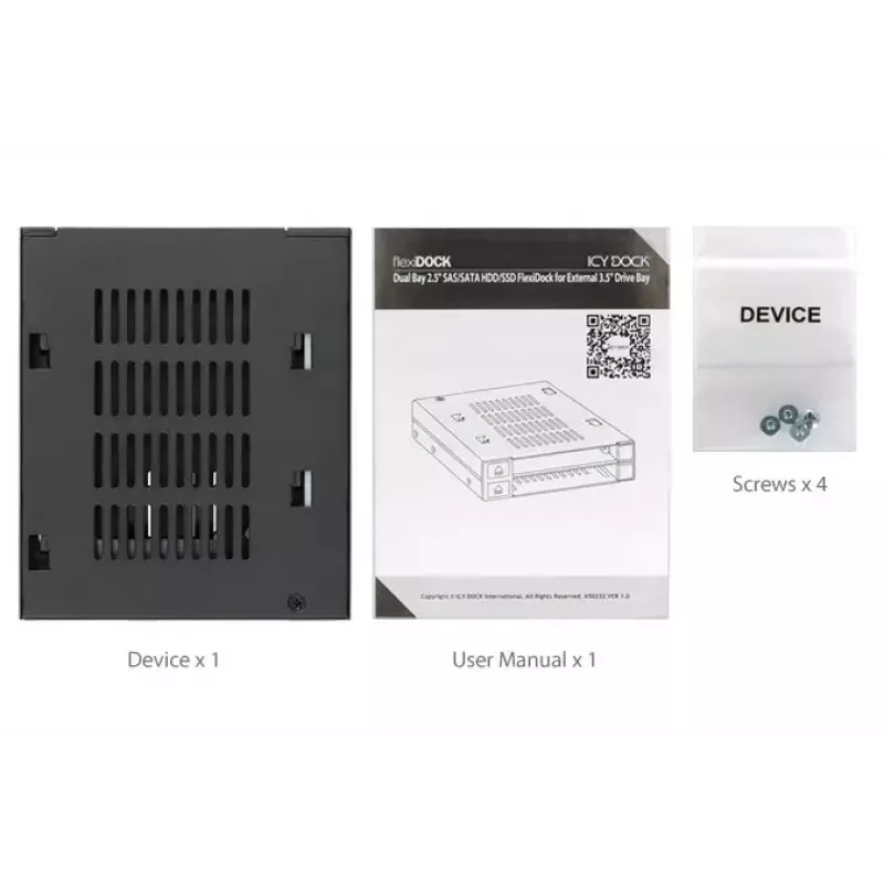 ICY DOCK flexiDOCK MB522SP-B - Case per unità di memoria - 2.5 (6,4 cm) - Nero (MB522SP-B)