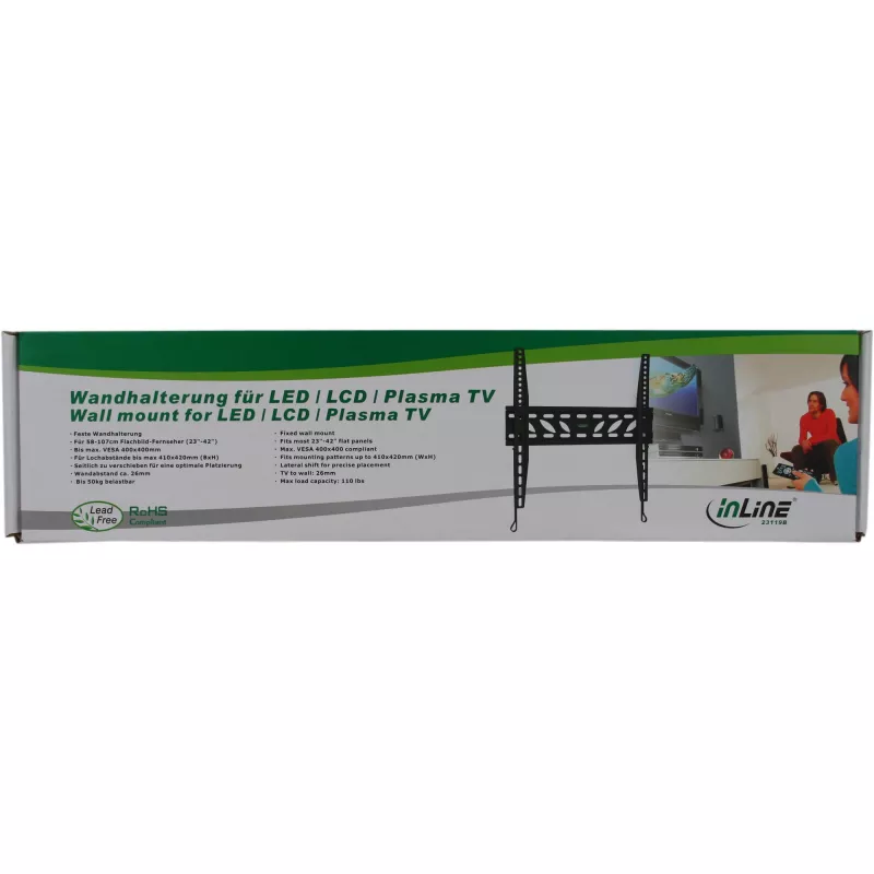 InLine Staffa a parete per TFT / LED / Plasma 81–140 cm, 32 pollici–55 pollici, max. 50 kg
