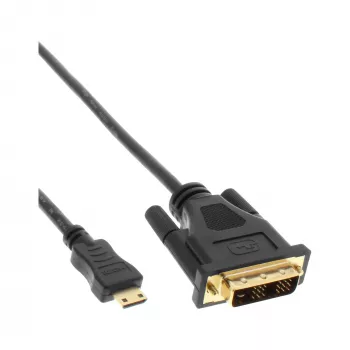 InLine Cavo Mini-HDMI a DVI, connettore maschio HDMI C a connettore maschio DVI 18+1, placcato oro, 2m