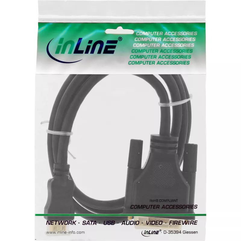 InLine Cavo Mini-HDMI a DVI, connettore maschio HDMI C a connettore maschio DVI 18+1, placcato oro, 2m