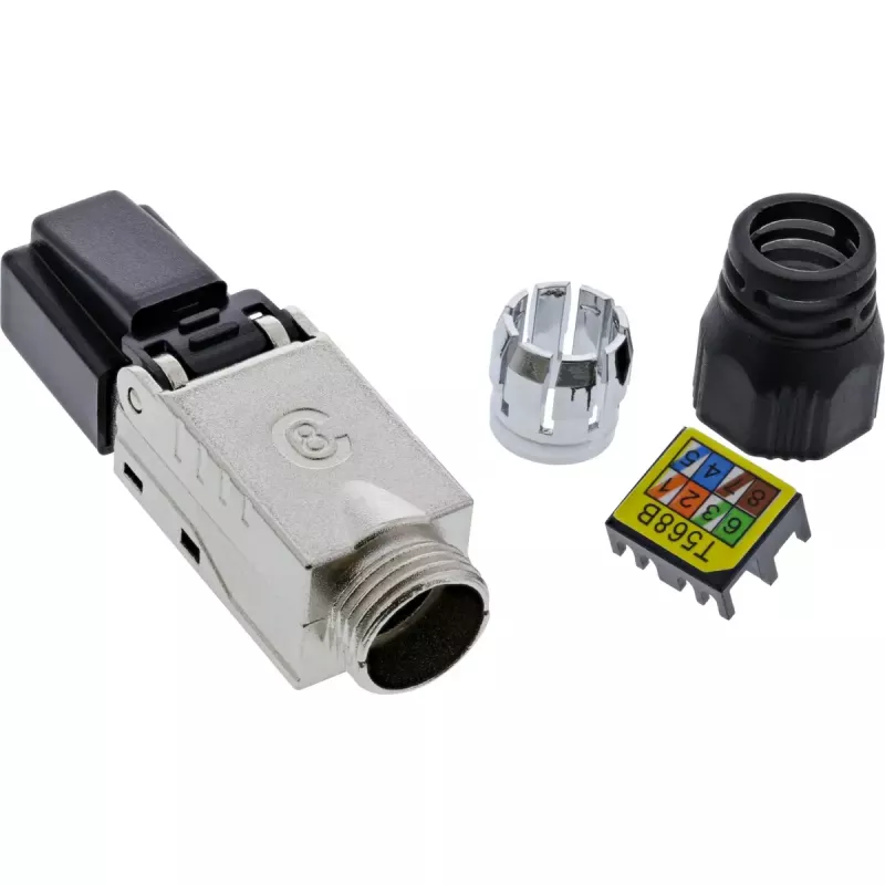 Connettore maschio RJ45 InLine Cat.8.1 2000MHz, assemblabile sul campo, schermato, con ghiera a vite