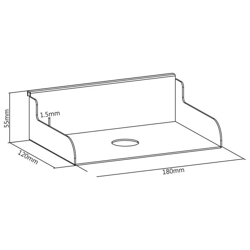 Ripiano InLine per pannello forato piccolo bianco 180 mm x 120 mm x 55 mm