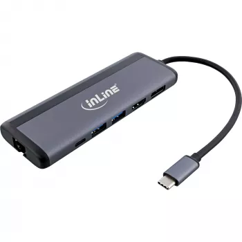 InLine hub multiplo USB-C 8-in-1, HDMI, DP, USB 3.2, PD 3.0 100W, MST