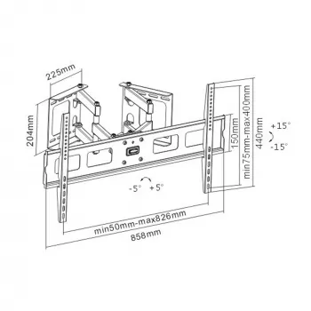 InLine supporto a parete ad angolo per TFT / LED / Plasma da 37 pollici a 63 pollici fino a 60 kg