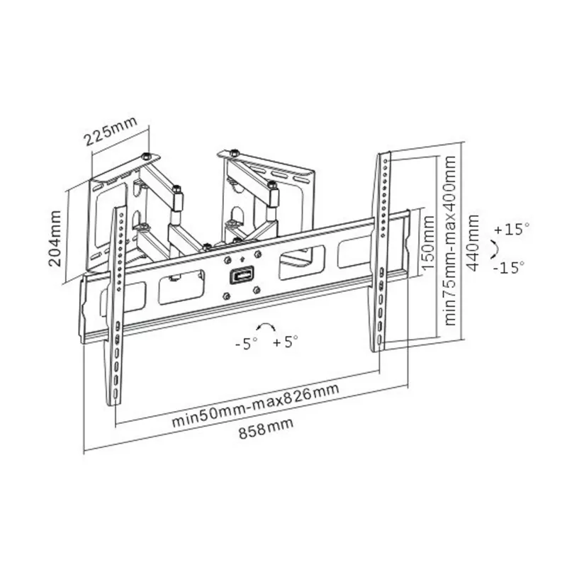 InLine supporto a parete ad angolo per TFT / LED / Plasma da 37 pollici a 63 pollici fino a 60 kg