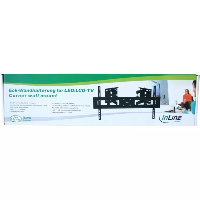 InLine supporto a parete ad angolo per TFT / LED / Plasma da 37 pollici a 63 pollici fino a 60 kg