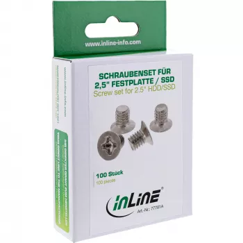 InLine viti per HDD/SSD da 3,5 pollici, 3 mm, testa svasata, argento, 100 pezzi