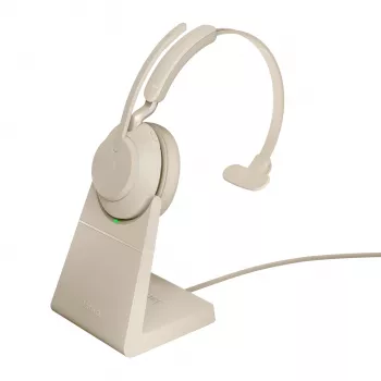 Jabra Evolve2 65 USB-C UC Supporto caricabatterie Mono - beige, wireless, ufficio/callcenter, 20 - 20000 Hz, 99,2 g, headset, beige