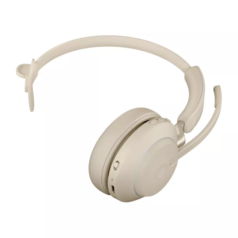 Jabra Evolve2 65 UC Mono 26599-889-888 cuffia con microfono e base di ricarica, sovraurale, convertibile, USB-C, beige