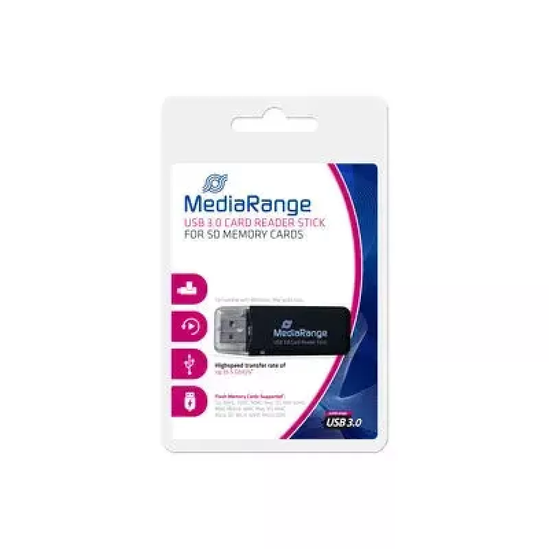MediaRange MRCS507 Lettore di schede di memoria USB 3.0 a chiavetta, nero