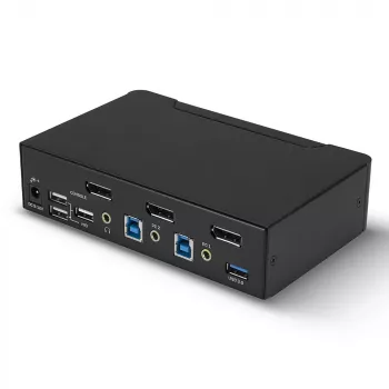 Switch KVM Lindy 2 porte DisplayPort 1.4, USB 3.0 e audio