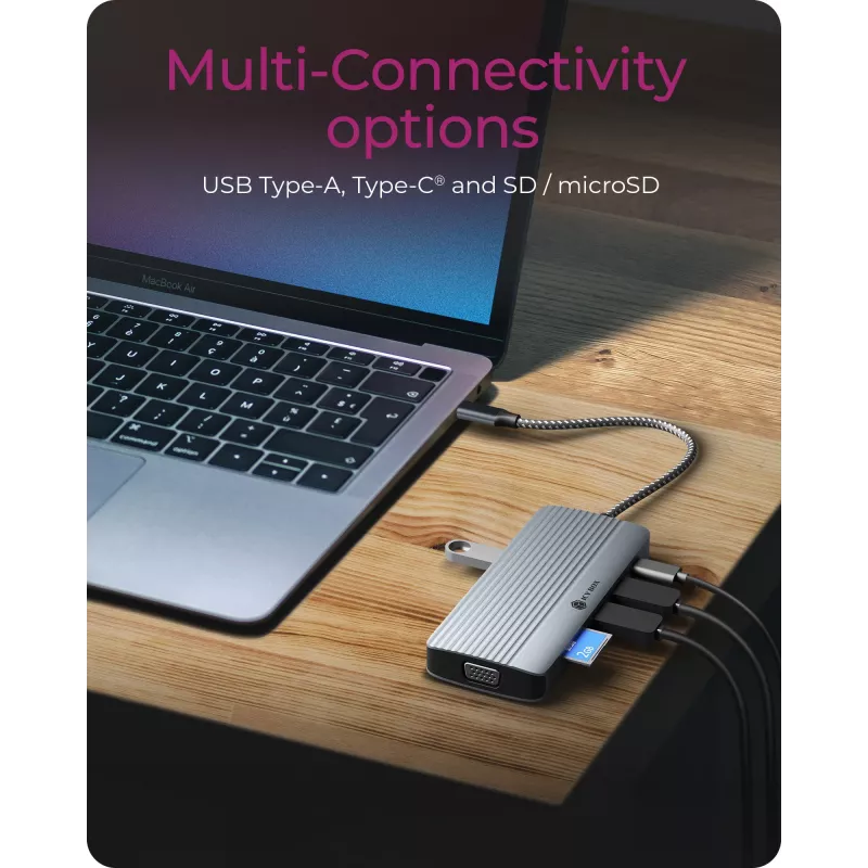 Docking station ICY BOX IB-DK4040a-CPD — 10-in-1 USB-C, HDMI 4K60Hz, VGA, 3×USB-A, Gigabit-LAN, PD 100W, SD/MicroSD, alluminio