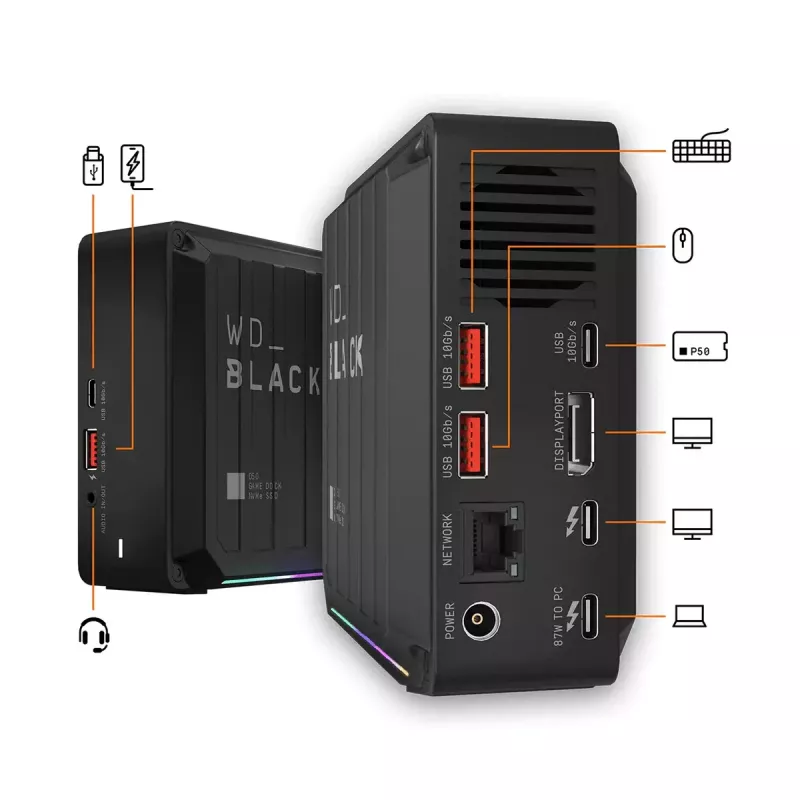 SSD Western Digital D50 Wired Thunderbolt 3 nero