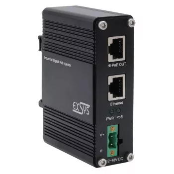 Iniettore PoE++ Gigabit EXSYS 60W da -40 °C a +80 °C