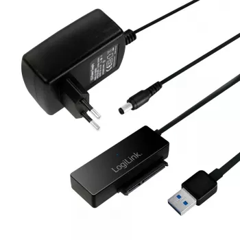 Adattatore LogiLink USB 3.0 a SATA con OTB - controller di memoria con display dati, indicatore di rete, pulsante OneTouchEasy (OTB) - SATA 3Gb/s - 3 Gbit/s - USB