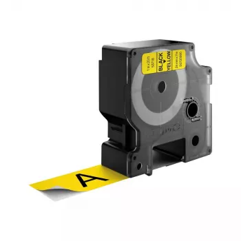 Etichette DYMO Authentic D1 | Rotolo 24mm x 7m | Stampa nera su giallo | Etichette autoadesive per etichettatrici LabelManager