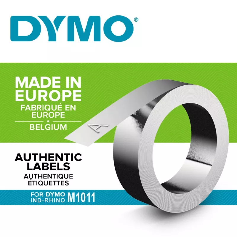 Nastri per embossing in alluminio DYMO, autoadesivi | 12 mm x 4,8 m | Compatibili con l'embosser Rhino M1011 | Resistenti agli agenti atmosferici | Ideali per fai da te e edilizia | Prodotto in Europa