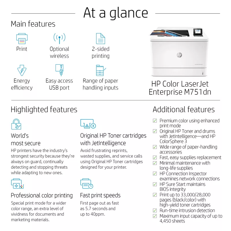 Stampante HP Color LaserJet Enterprise M751dn laser a colori