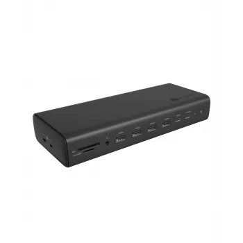Docking station ICY BOX 17-in-1, sei uscite video, con filo, USB 3.2 Gen 2 (3.1 Gen 2) Type-C, 140 W, 3,5 mm, 10,100,1000,2500 Mbit/s, nero