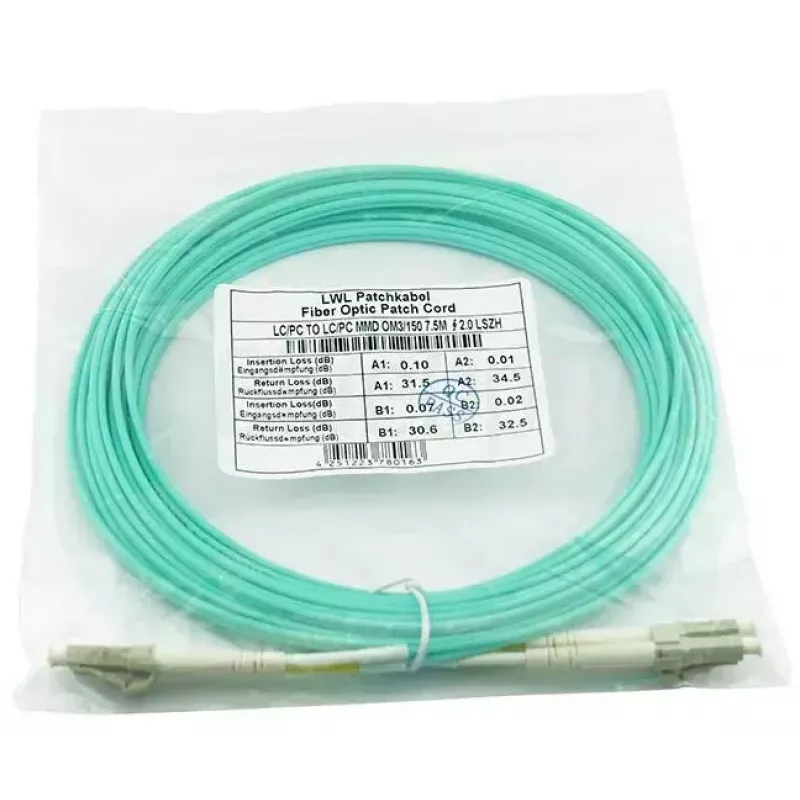 BlueOptics 050502T512000050M-BO Cavo patch in fibra ottica duplex, da LC/UPC a LC/UPC, OM3 50/125 µm, 50 m, beige