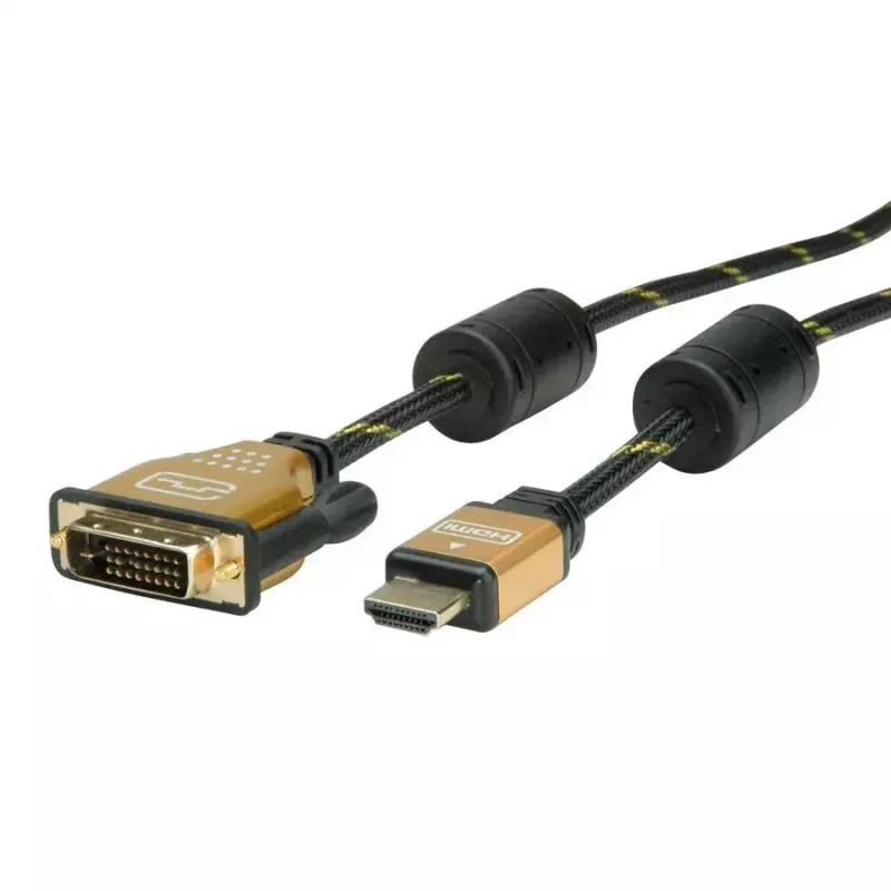 Cavo adattatore video ROLINE 11.04.5895 10 m HDMI DVI nero oro