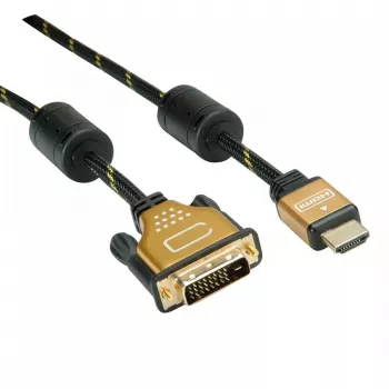 Cavo adattatore video ROLINE 11.04.5895 10 m HDMI DVI nero oro