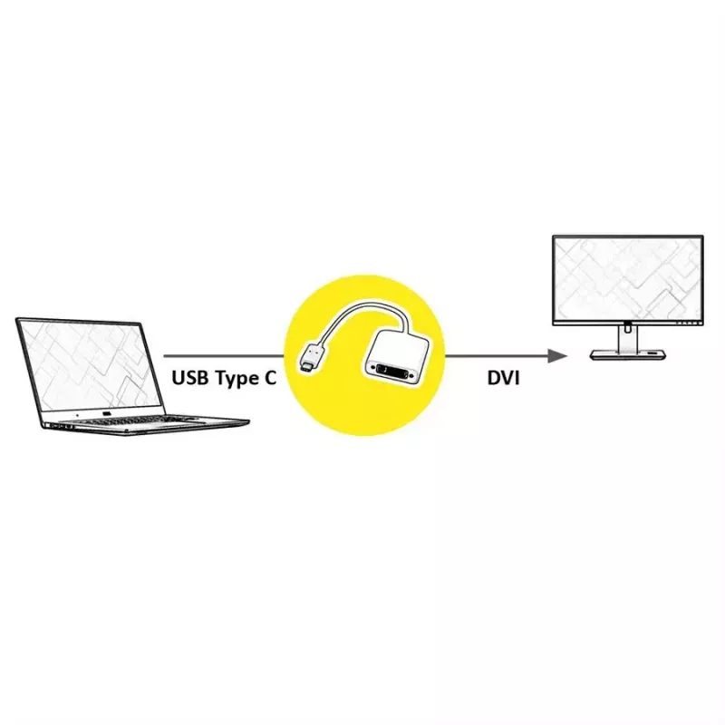 Adattatore per cavo video ROLINE 12.03.3205 USB Type-C a DVI-D 0,1 m