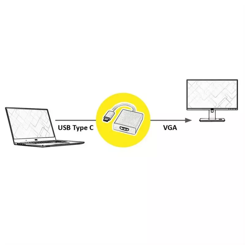 Adattatore per cavo video ROLINE 12.03.3210 USB Type-C a HDMI Type-A 0,1 m argento