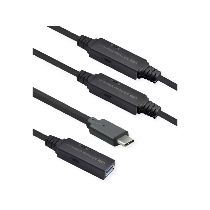 Cavo USB ROLINE 12.04.1068 USB 3.2 Gen 1 20 m USB C USB A nero