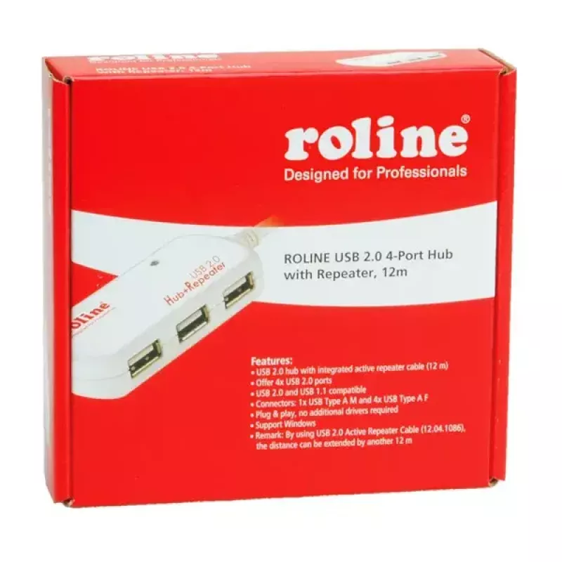 Hub USB ROLINE 4 porte con ripetitore 12 m