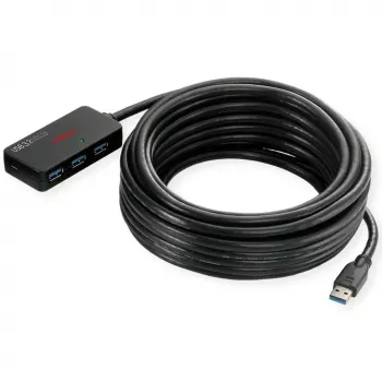Hub USB ROLINE 3.2 Gen 1 4 porte con ripetitore nero 10 m