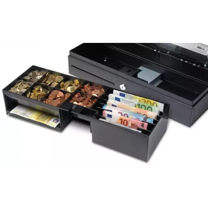 Safescan SD-4617S Cassetto portadenaro con coperchio ribaltabile, nero/argento (132-0498)
