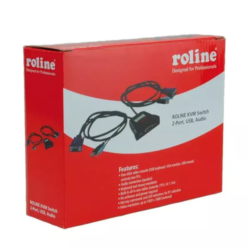 KVM Switch ROLINE Star 1 utente 2 PC audio USB