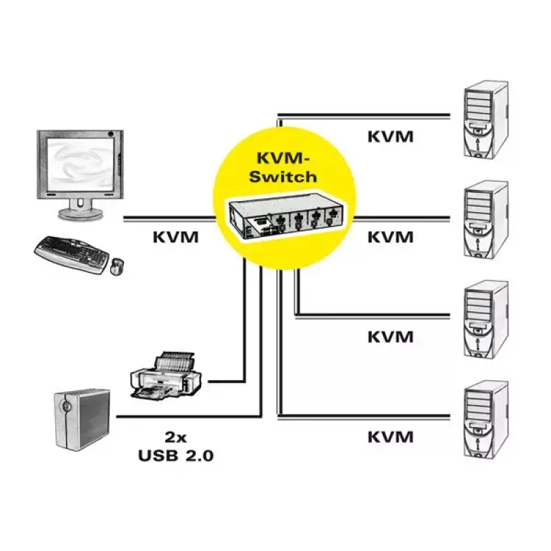 KVM Switch ROLINE 1 utente 4 PC DisplayPort con hub USB
