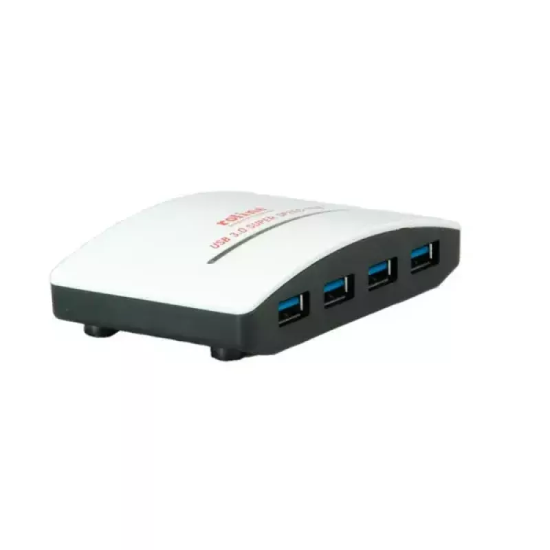 Hub USB ROLINE nero e bianco 4 porte con alimentatore