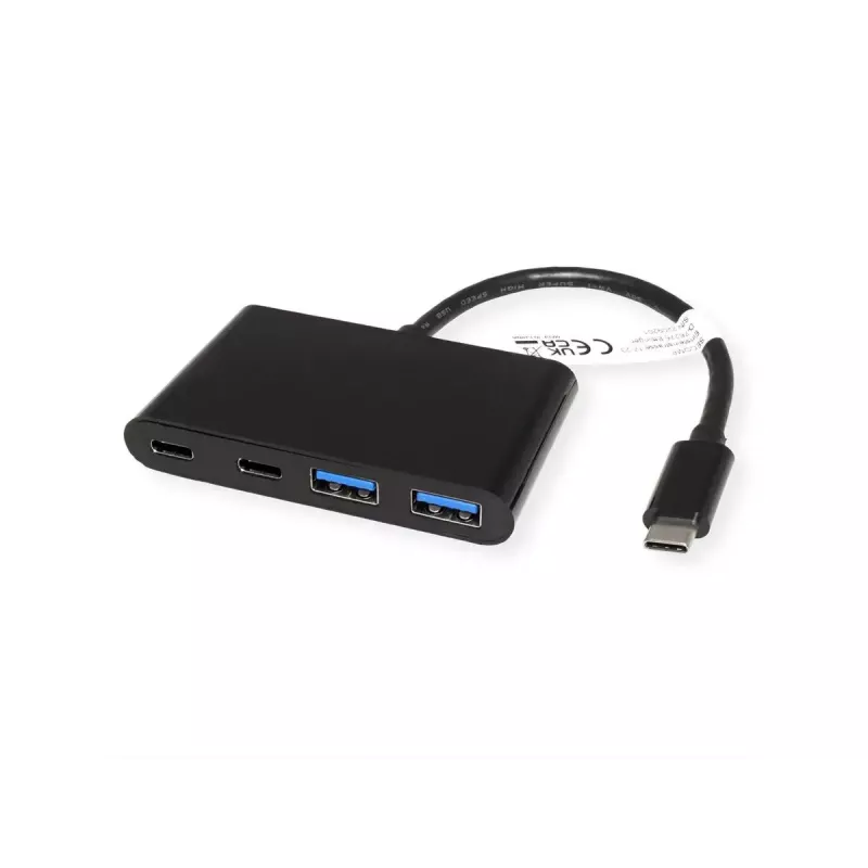 Hub interfacce USB-C VALUE 14.99.5041 — USB 3.2 Gen 1 Type-C/Type-A, 1000 Mbit/s, alluminio, nero, 76×46×12,2 mm