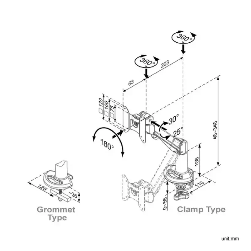 Supporto pneumatico per monitor LCD ROLINE 17.03.1149
