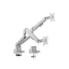 ROLINE 17.03.1158 braccio doppio per monitor, morsetto da scrivania, molla a gas, 5 snodi, 17–32 pollici, fino a 2x 9 kg, argento