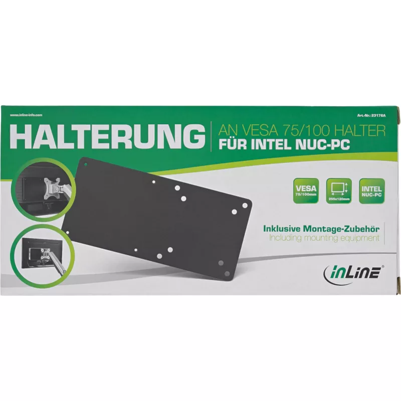 Piastra per dispositivi InLine 23176A compatibile VESA 75/100 per Intel NUC