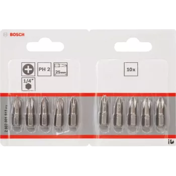 Punta per avvitatore Bosch 2607001512 extra dura 10 pezzi PH 2 25 mm