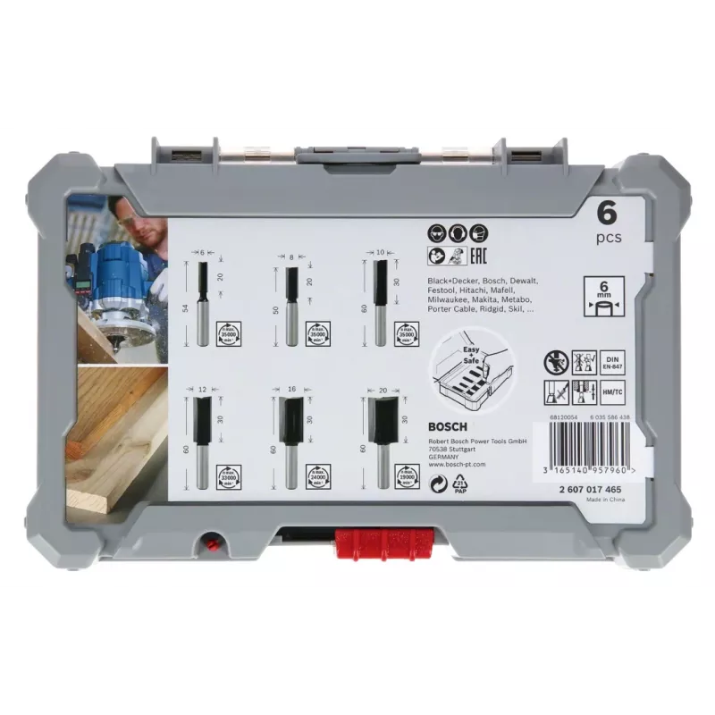 Bosch Set di frese (frese per scanalature), 6 pz., gambo da 6 mm, 2607017465