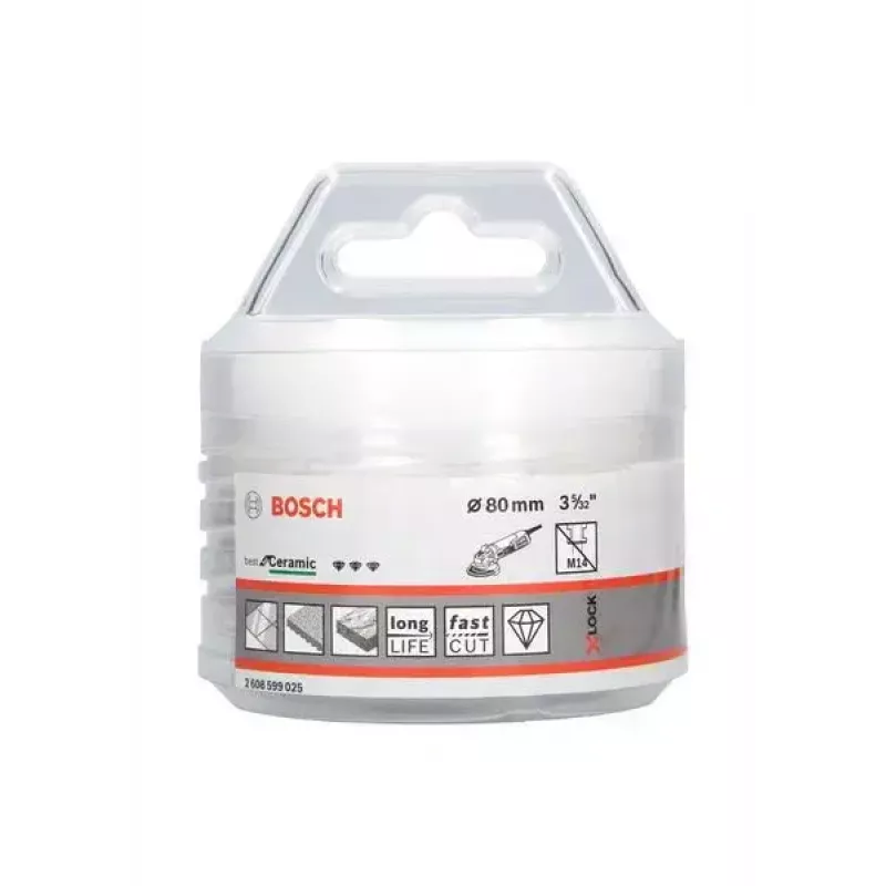 Bosch X-LOCK DRYspeed Punta diamantata a secco per ceramica, 80 mm