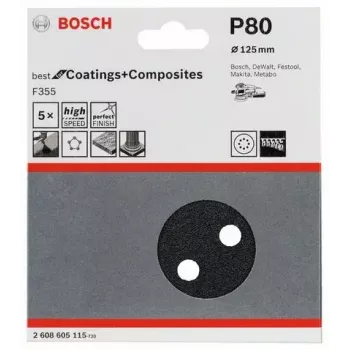 Foglio abrasivo Bosch F355 5 pezzi 2608605115
