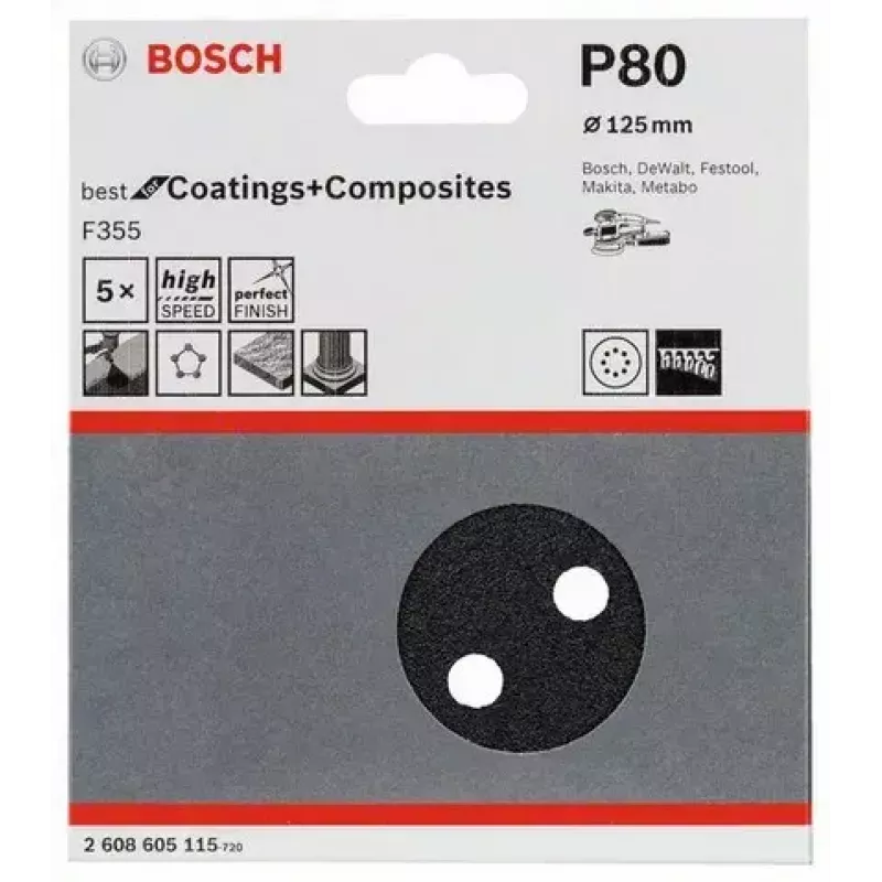 Foglio abrasivo Bosch F355 5 pezzi 2608605115