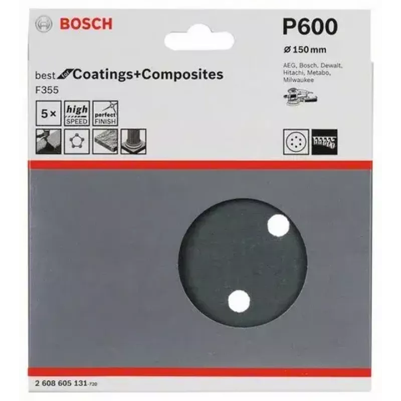 Foglio abrasivo Bosch F355 5 pezzi 2608605131