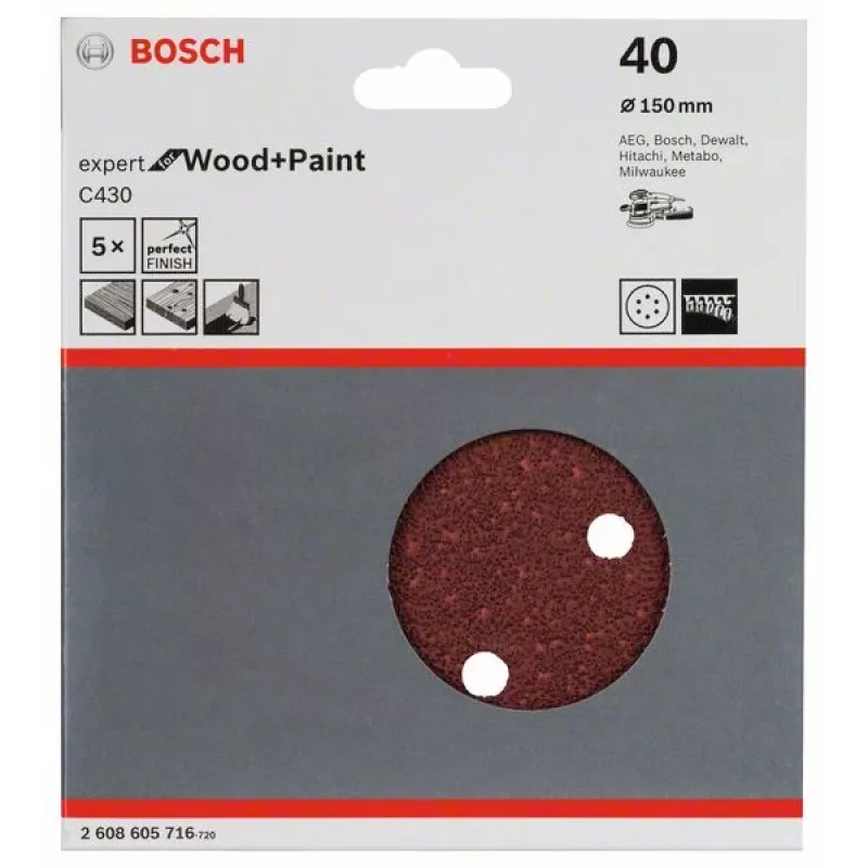 Accessorio per levigatura a mano Bosch 2 608 605 716 foglio abrasivo P40 5 pz.