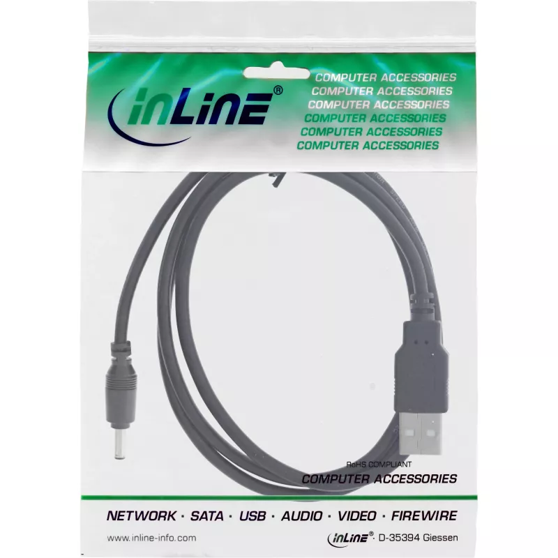 Cavo adattatore alimentatore USB-DC InLine, connettore maschio USB A su DC 3,5x1,35mm, 1m